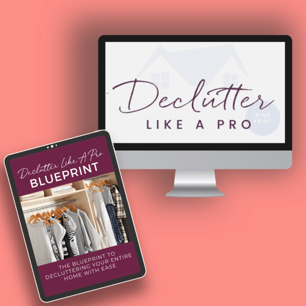 declutter like a pro blueprint on computer screen with workbook on ipad