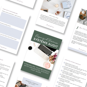 flatlay of pages inside organized business systems audit