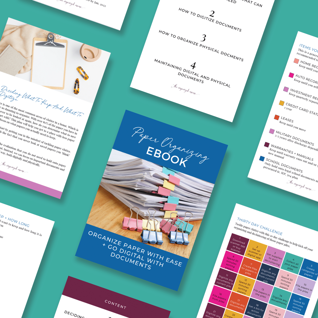 flatlay paper organizing ebook