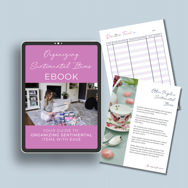 sentimental items ebook on ipad with two printables