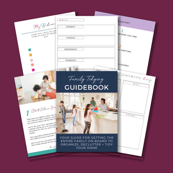 six pages of family tidying workbook