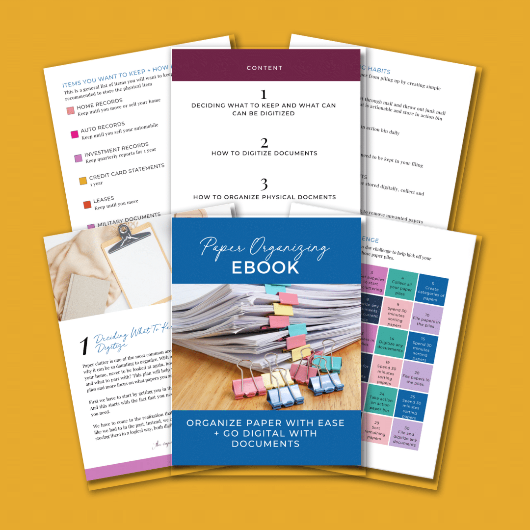 six pages of paper organizing ebook