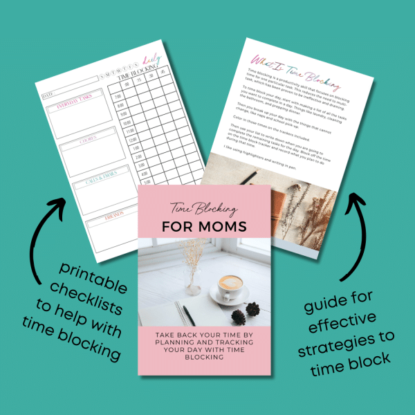 three pages from time blocking workbook