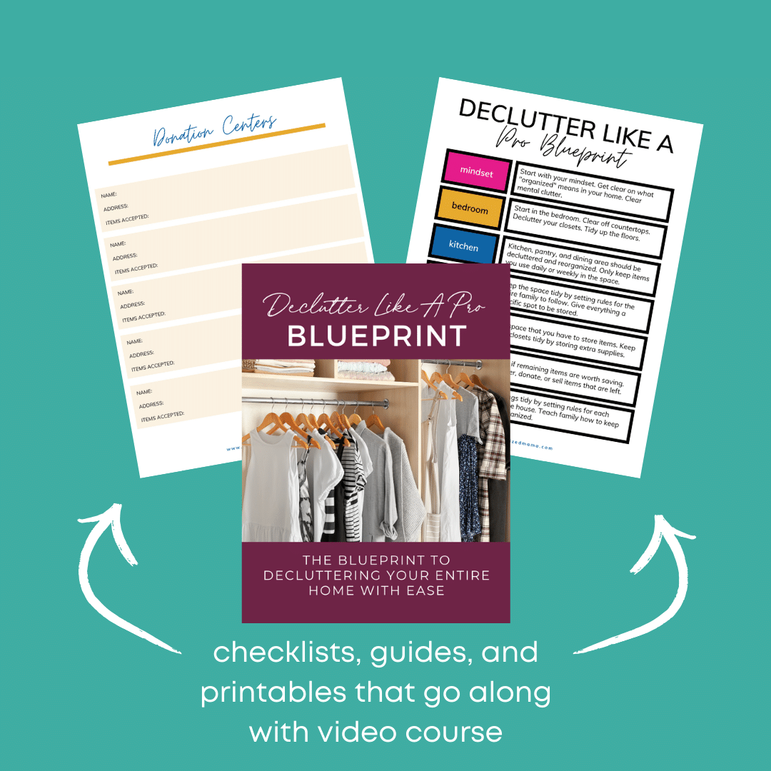 three pages of workbook for declutter like a pro blueprint