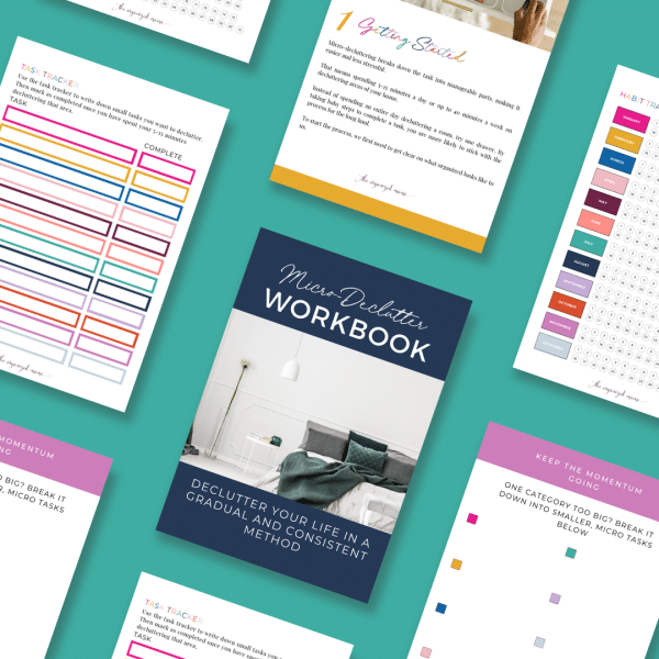 flatlay of pages from the micro-declutter workbook