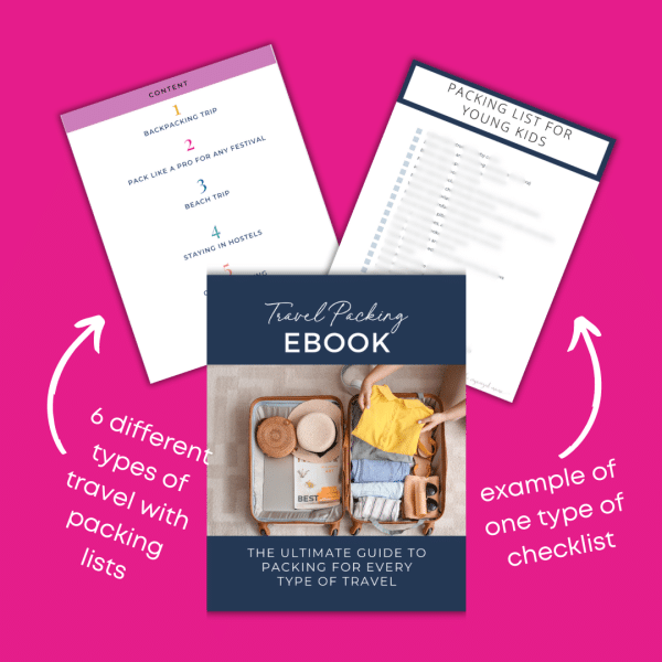 travel packing ebook cover and two pages