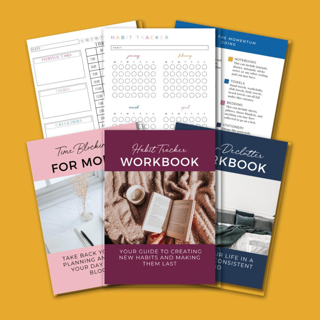 workbooks included in the quick start organizing kit bundle