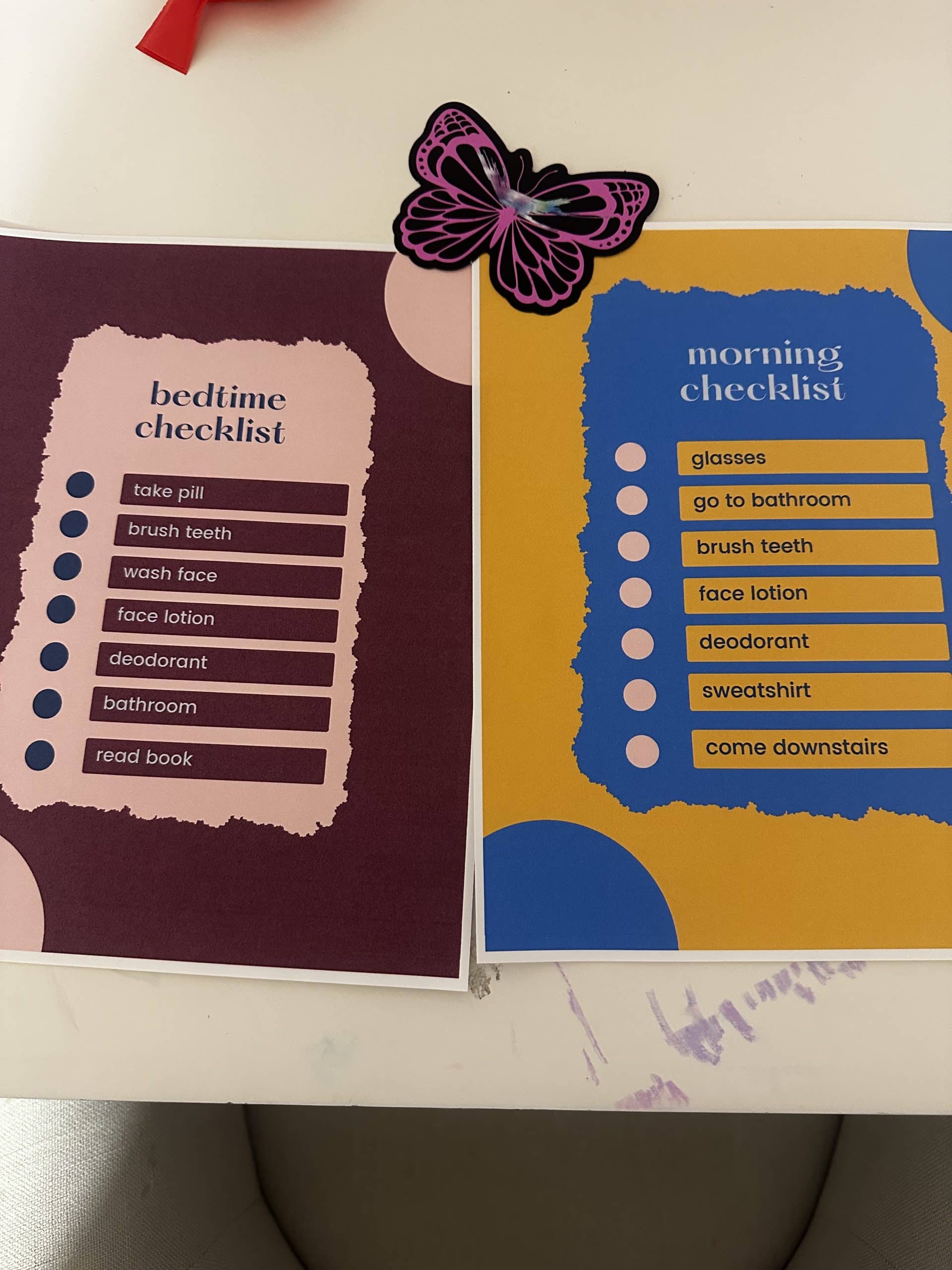 morning and bedtime checklist